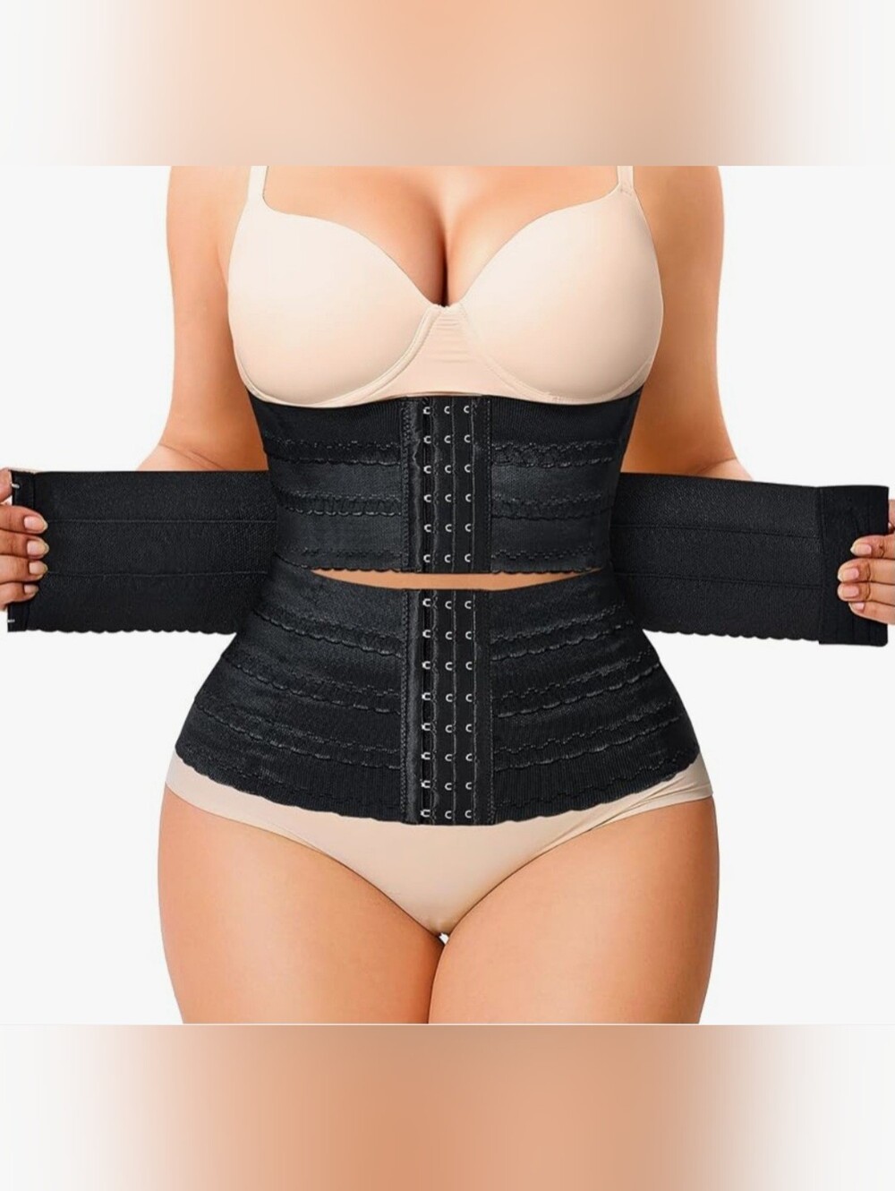 Nebility 3XL Black Waist Trainer Corset Shapewear Tummy Control Segmented Waist